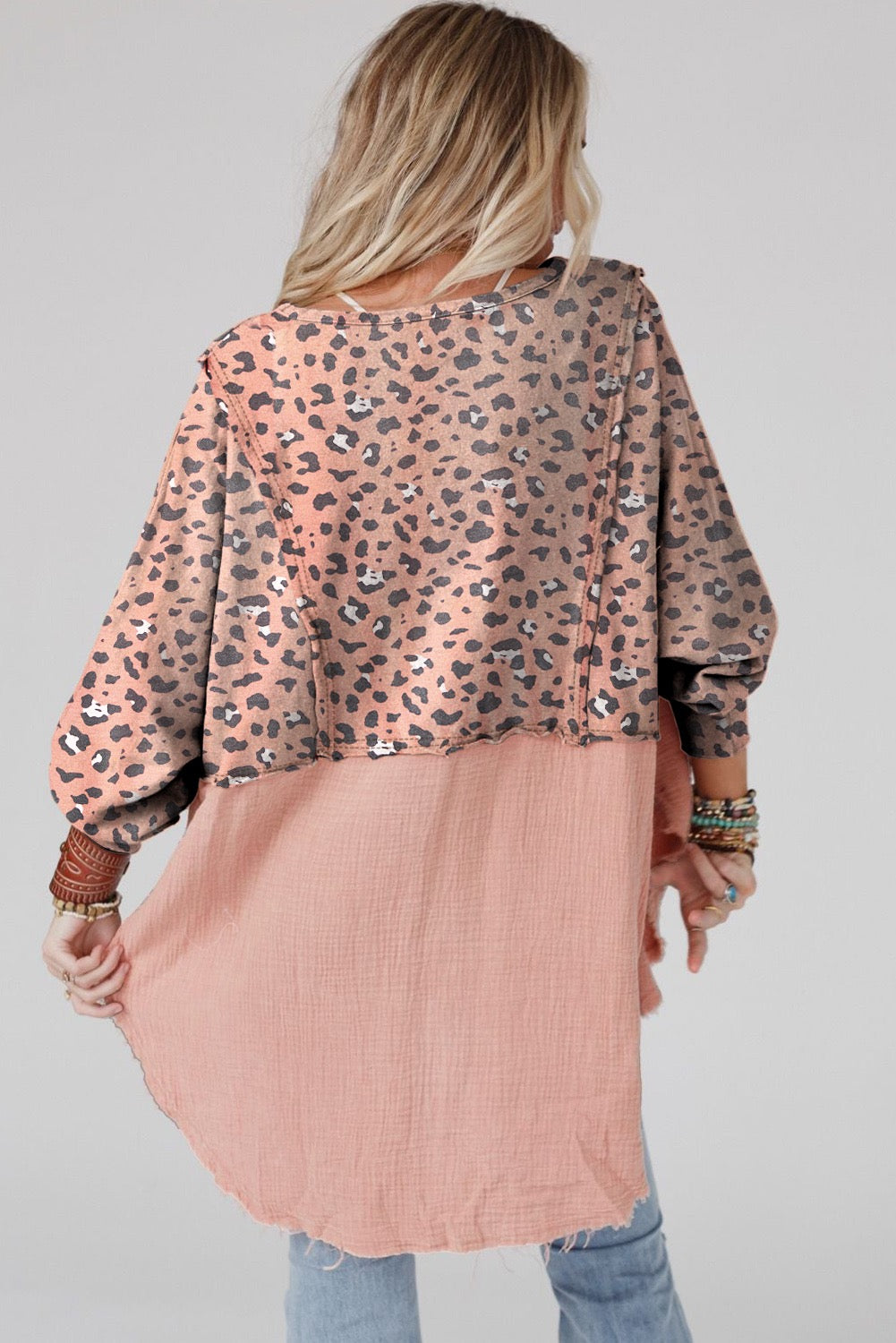 Raw Edge Leopard Oversized Blouse RTS