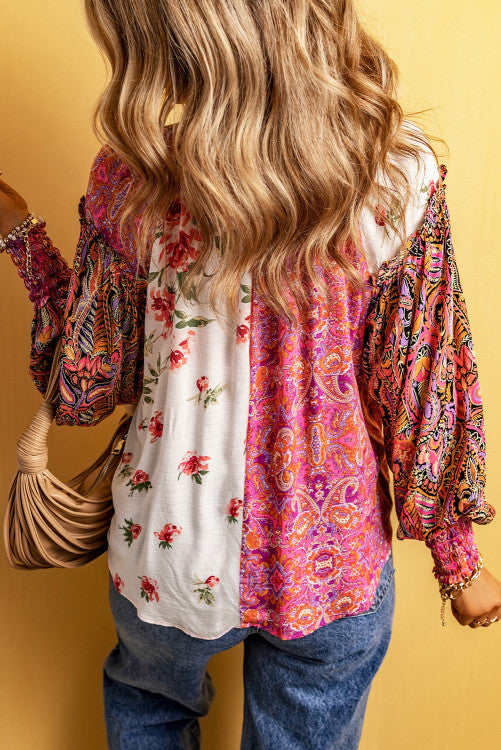 Multicolor Floral V Neck Blouse WS RTS