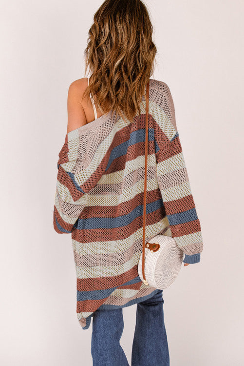 Striped Color Block Knit Cardigan WS RTS