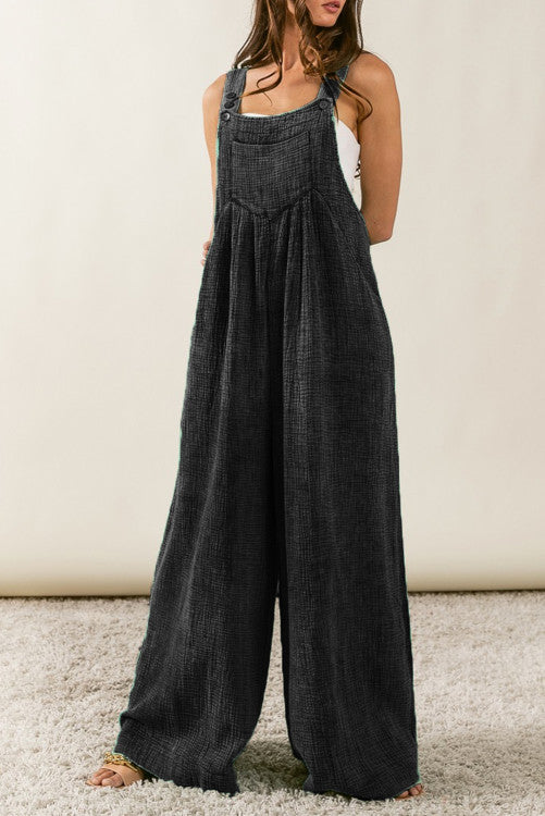 Black Wide Leg Overalls WS RTS