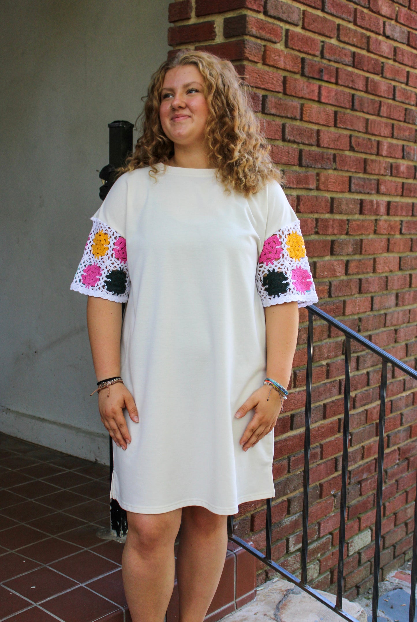 Cream Crochet Sleeve Dress June.
