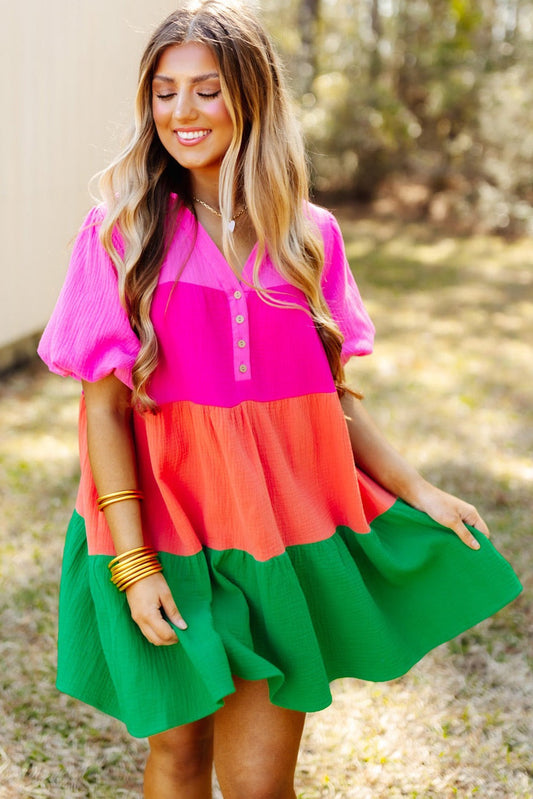 Color Block Tiered Dress RTS