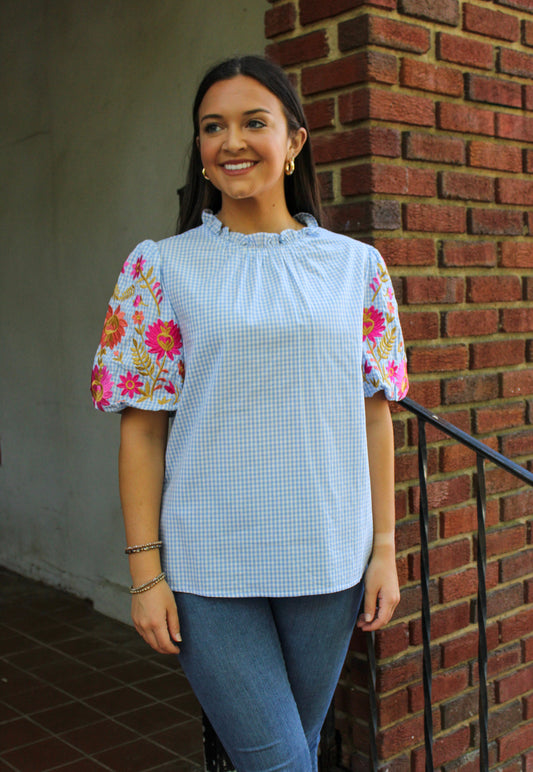 Floral Gingham Top RTS