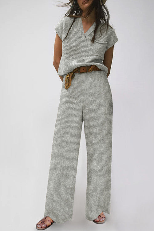 Gray Knitted Pants Set WS RTS