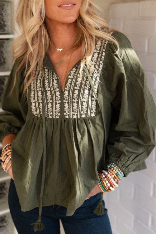 Green Embroidered Blouse WS RTS