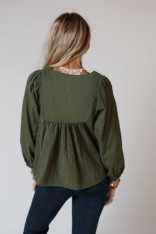 Green Embroidered Blouse WS RTS