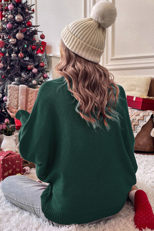 Blackish Green Merry Embroidered Sweater WS RTS