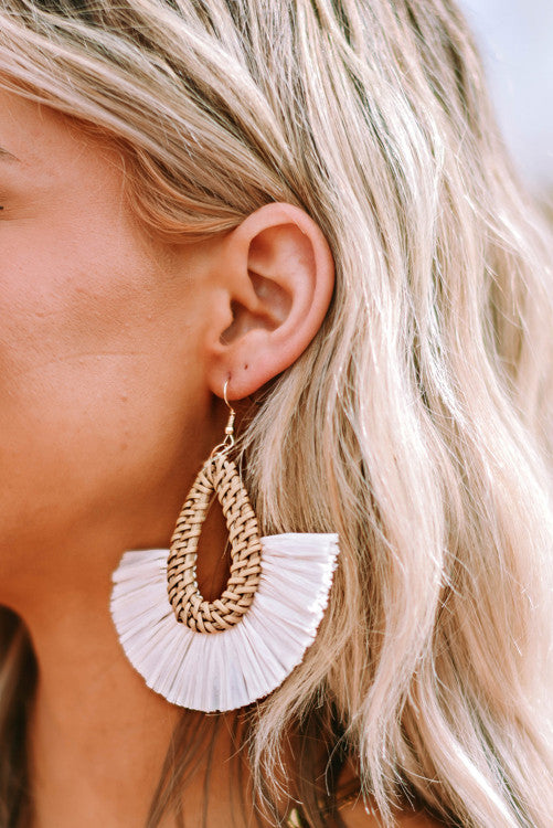 Beige Woven Earrings RTS