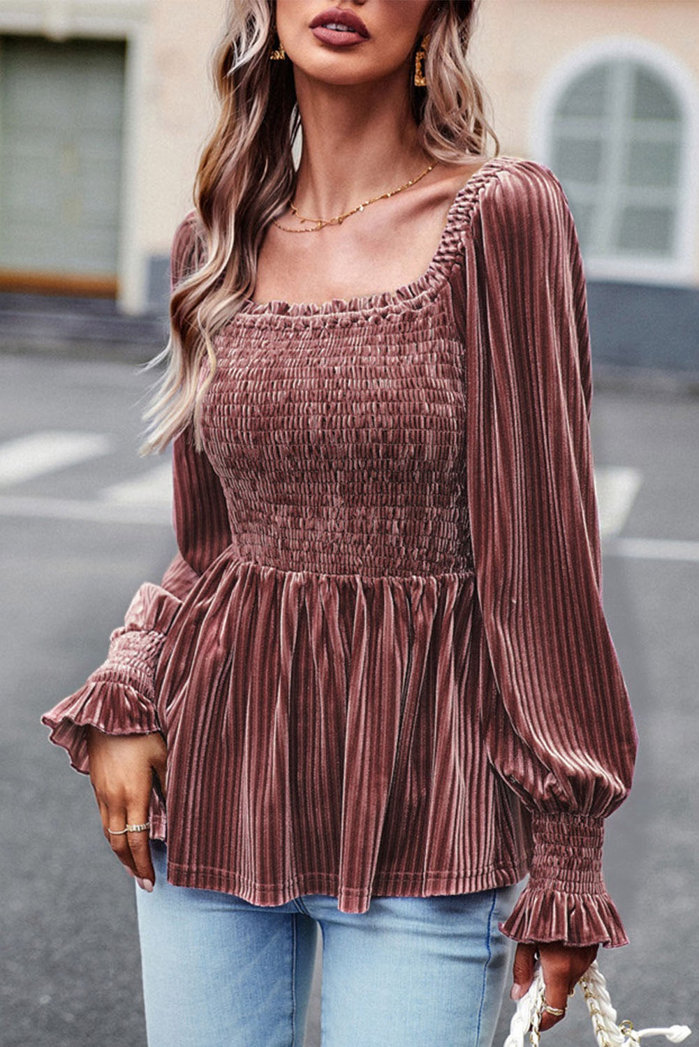 Smocked Velvet Top WS RTS