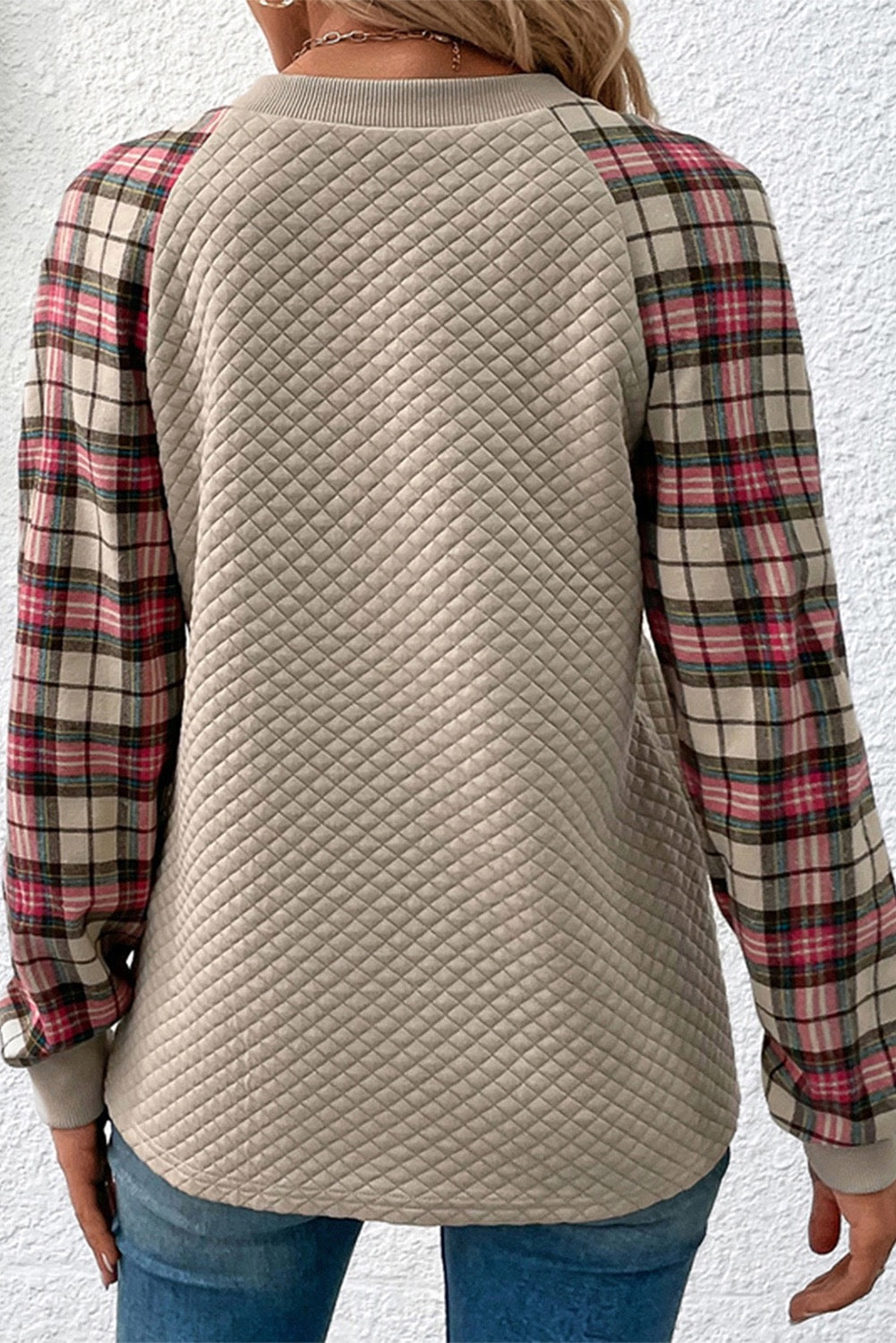 Plus Size Apricot and Plaid Top WS RTS