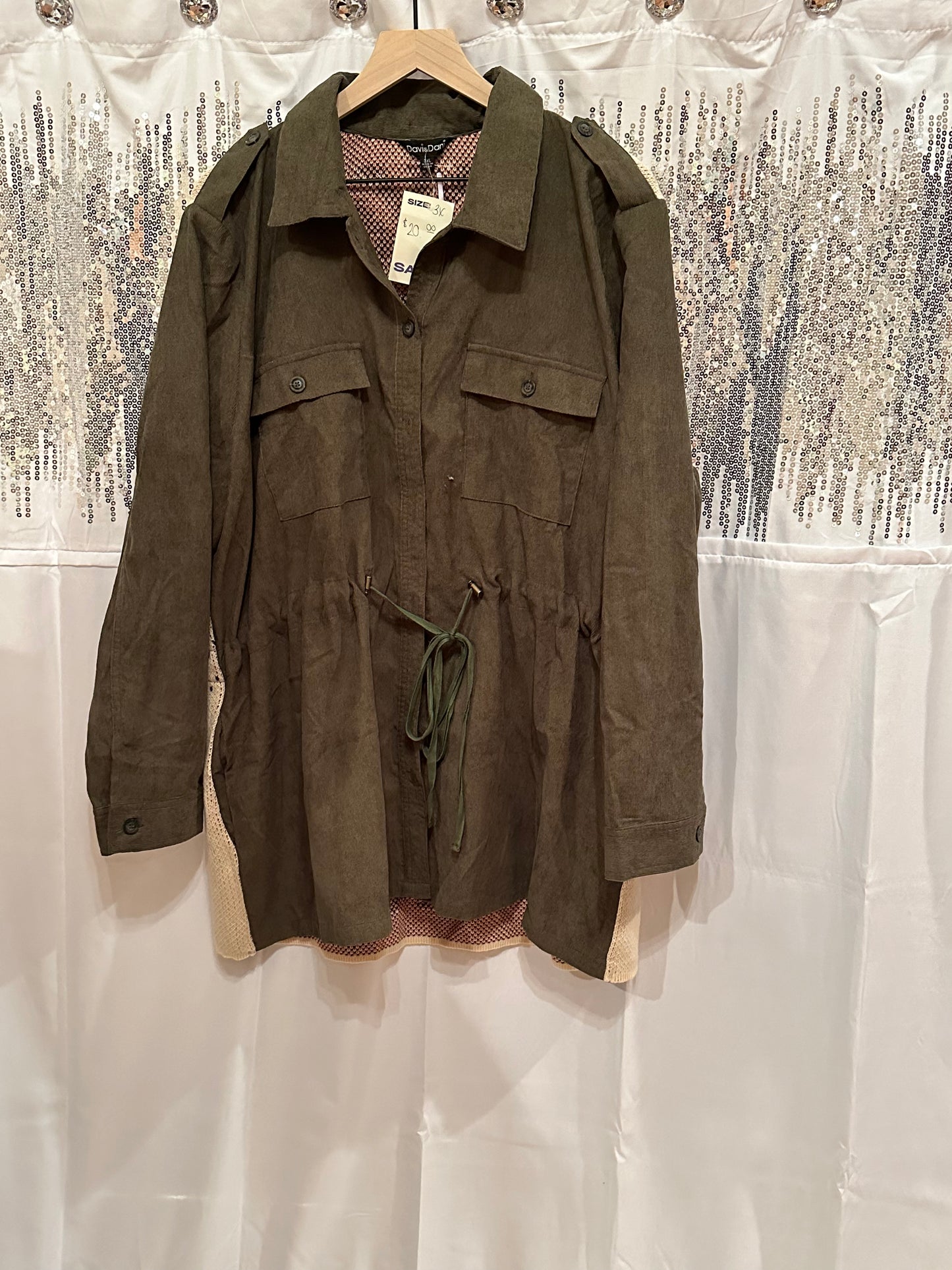 Hunter Green Cinched Button Jacket