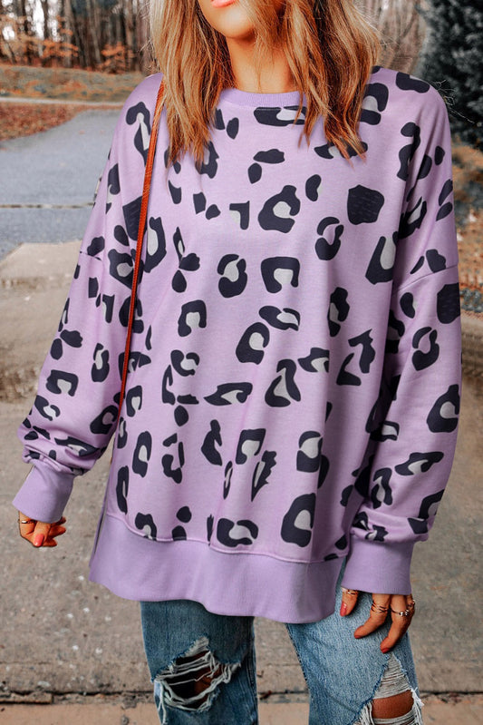 Purple Leopard Oversized Sweatshirt WS RTS