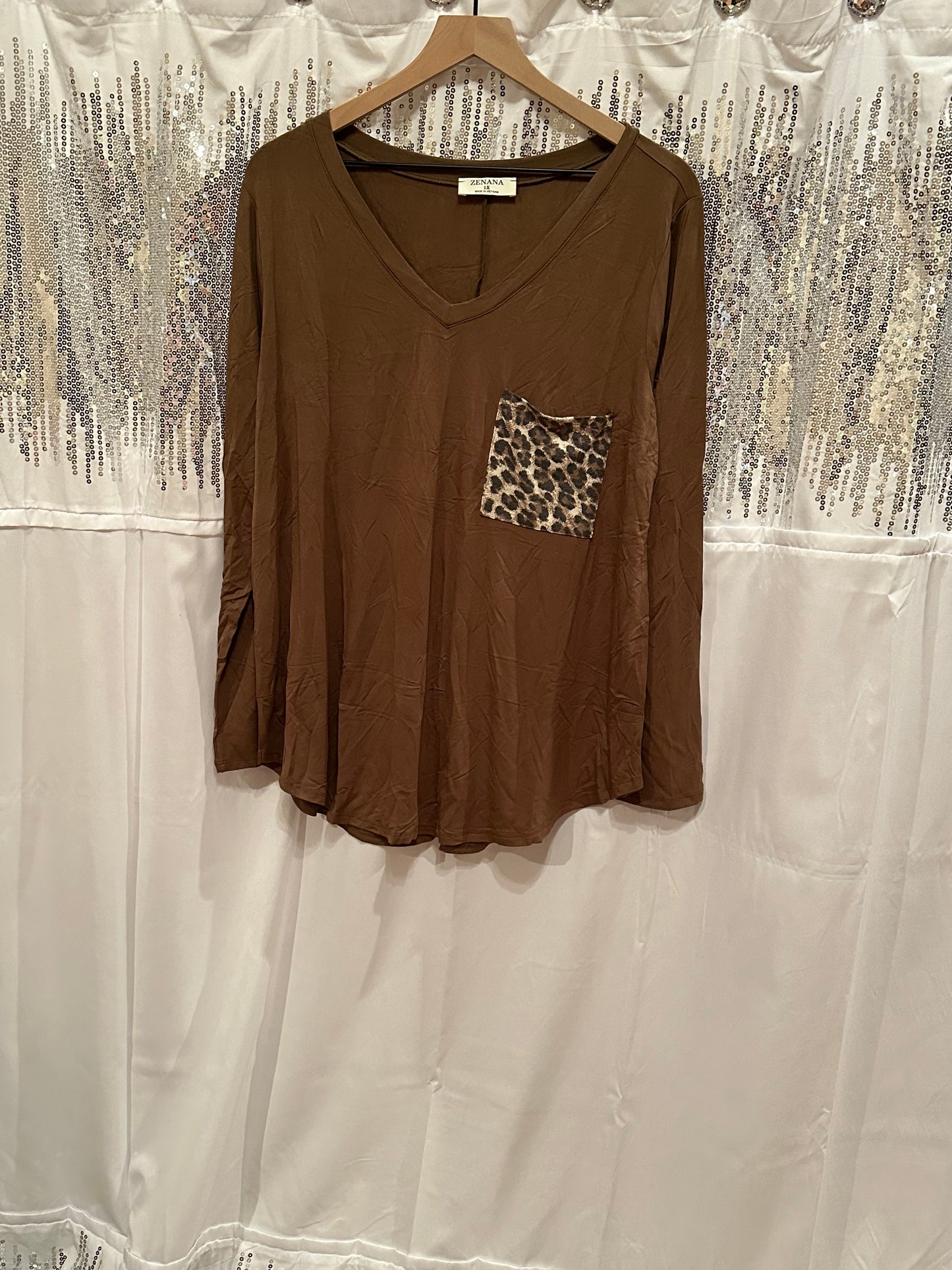 Brown Cheetah Pocket Tee