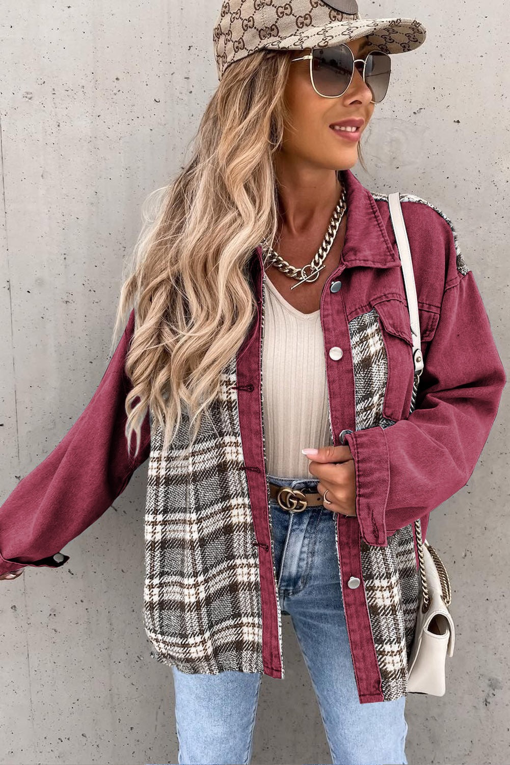 Red Patchwork Denim Jacket WS RTS