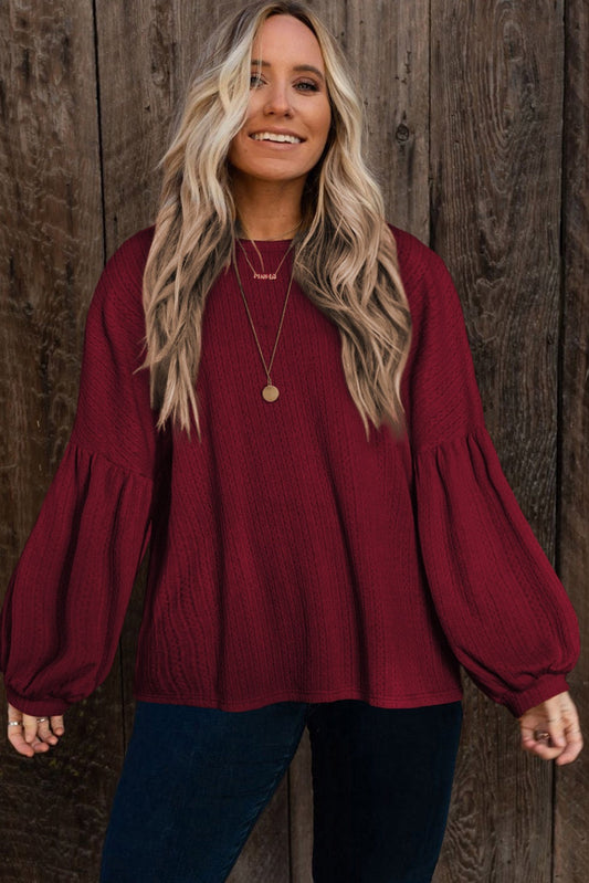 Plus Size Red Knit Top WS RTS