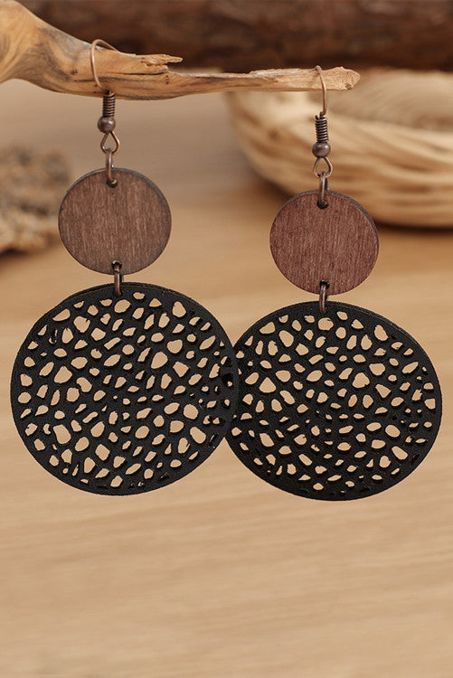 Black Hollow Wooden Earrings Dec.