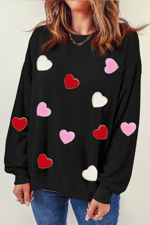 Black Heart Embroidered Sweatshirt RTS