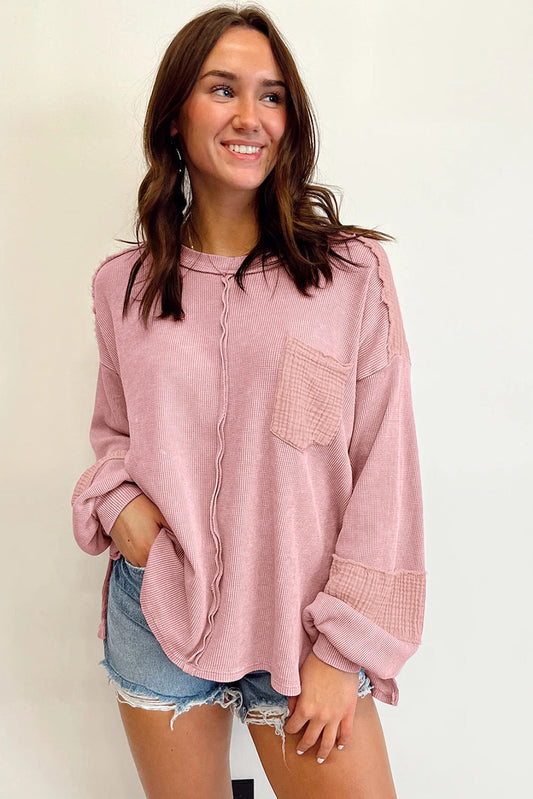 Pink Exposed Seam Knit Top WS RTS