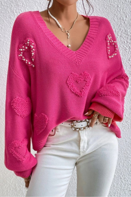 Rose Red Pearl Sweater RTS