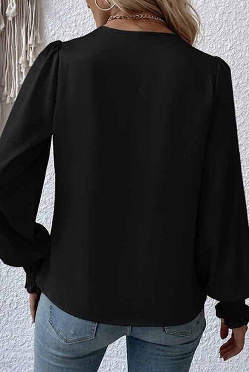 Black Cuff Sleeve Blouse WS RTS