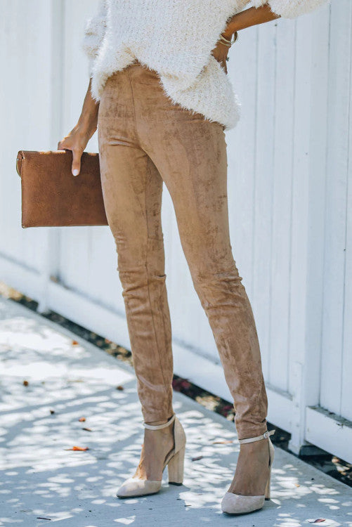 Khaki Suede Leggings RTS