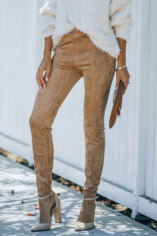 Khaki Suede Leggings RTS