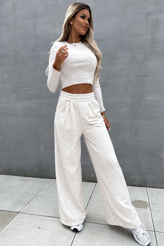 Beige Crop Top and Pants Set WS RTS