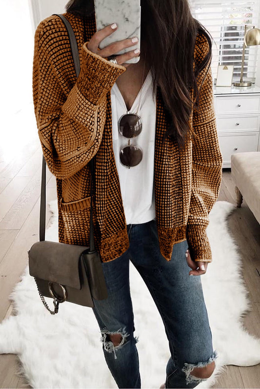 Brown Waffle Knit Oversized Sweater WS RTS