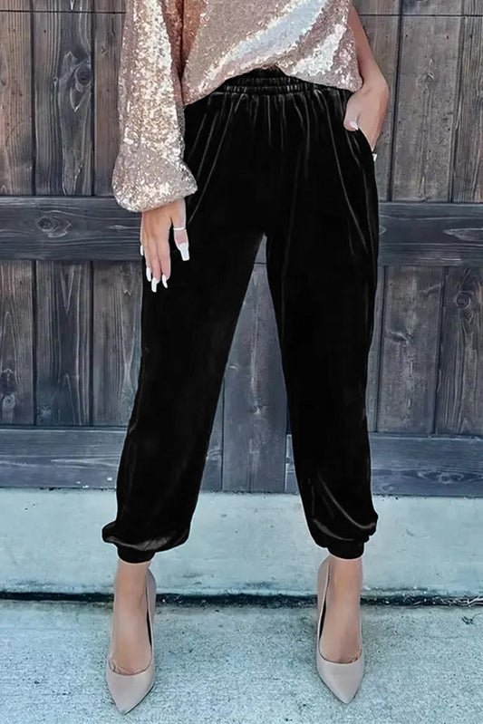 Black Velvet Jogger Pants WS RTS