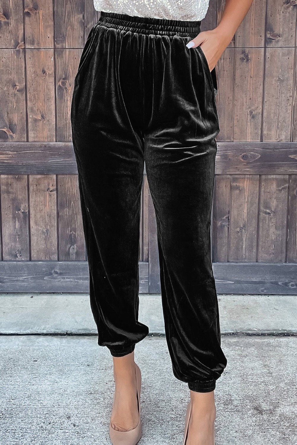 Black Velvet Jogger Pants WS RTS