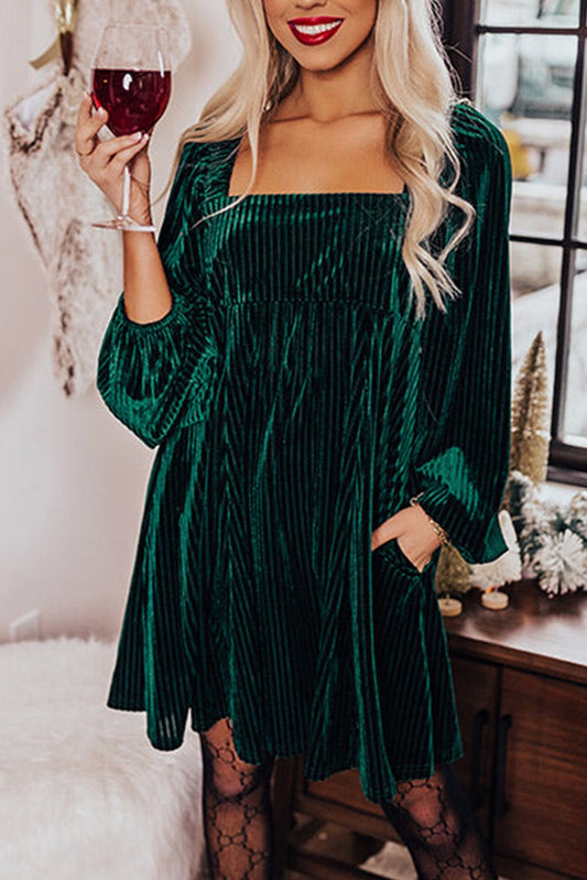 Green Tie Back Velvet Dress WS RTS