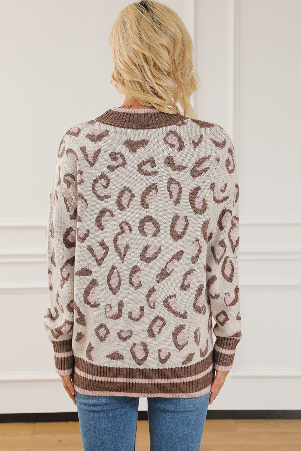 Brown Two-tone Leopard Sweater WS RTS