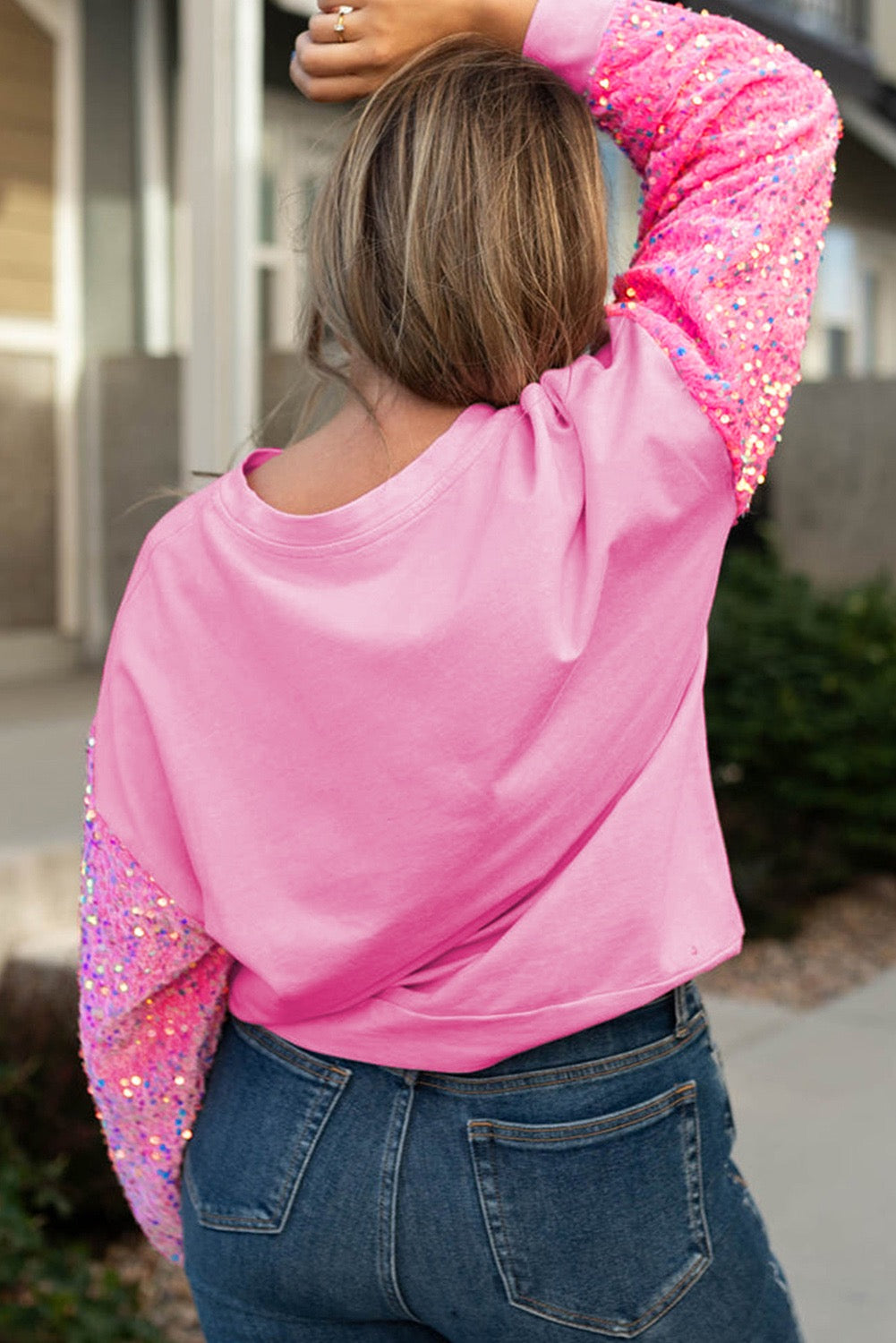 Plus Size Sequin Sleeve Shirt WS RTS