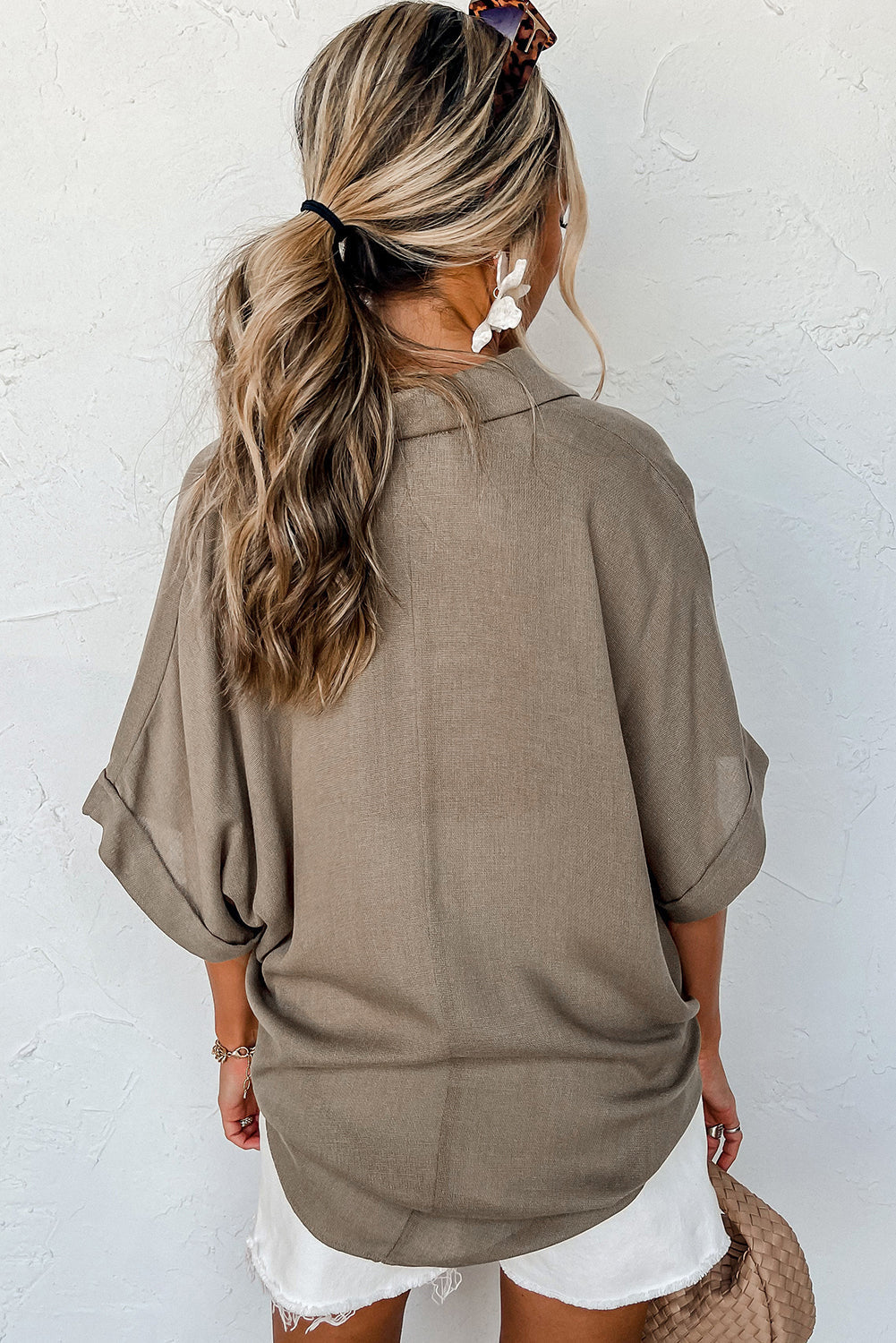 Taupe Collared Oversized Top RTS