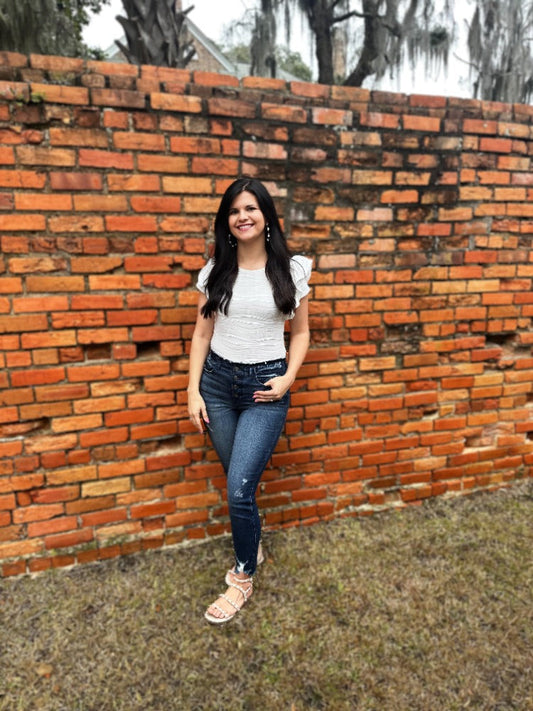 White Ruffle Top RTS