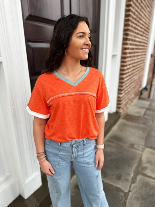 Orange Vneck Top RTS