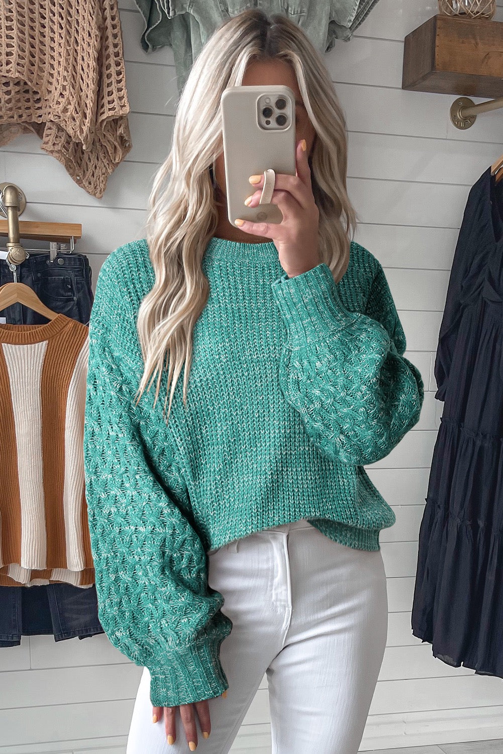 Sea Green Cable Knit Sweater RTS